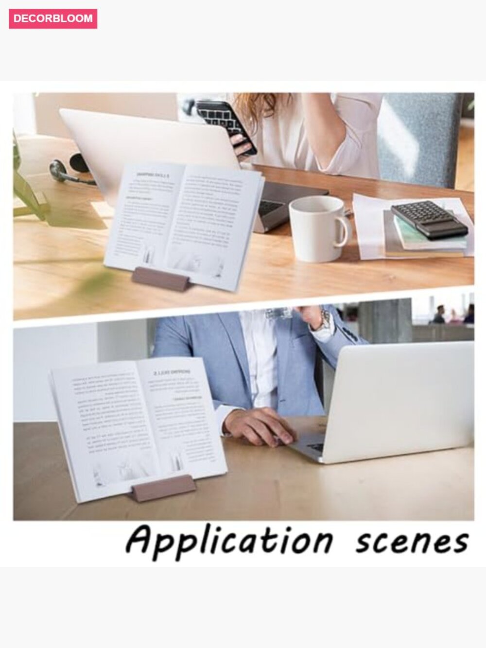 Wooden Book Display Stand Cookbook Holder for Desk Tablet Magazine - Picture 5 of 5